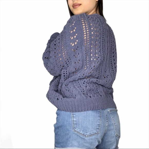 Kendall & Kylie blue knit open crop sweater - Picture 3 of 9